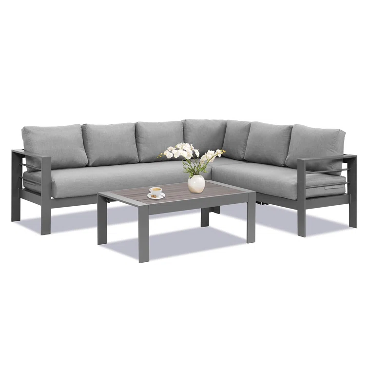 Brandtley 5-6 Person Aluminum Sectional Seating Group with Cushions