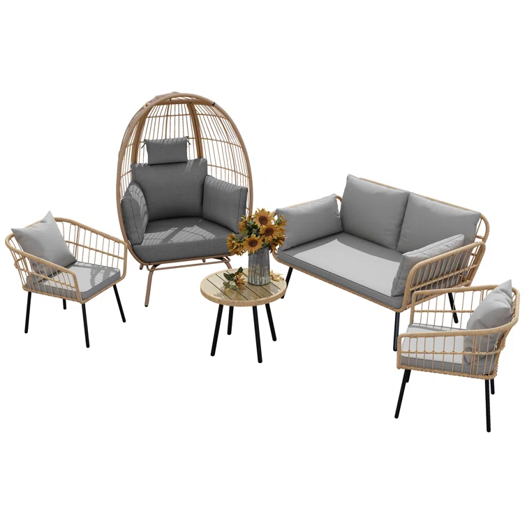 Balconera 5 - Person Outdoor Sofa Conversation Sets with Egg Chair