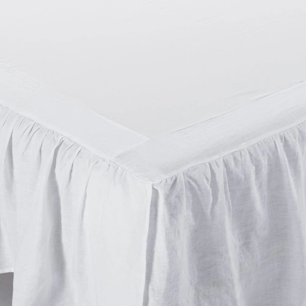 Linen Bed Skirt, 3 Side Linen Border, 16