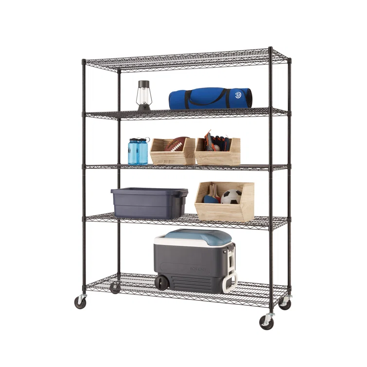 60'' W Steel Height -Adjustable Shelving Unit with Wheels