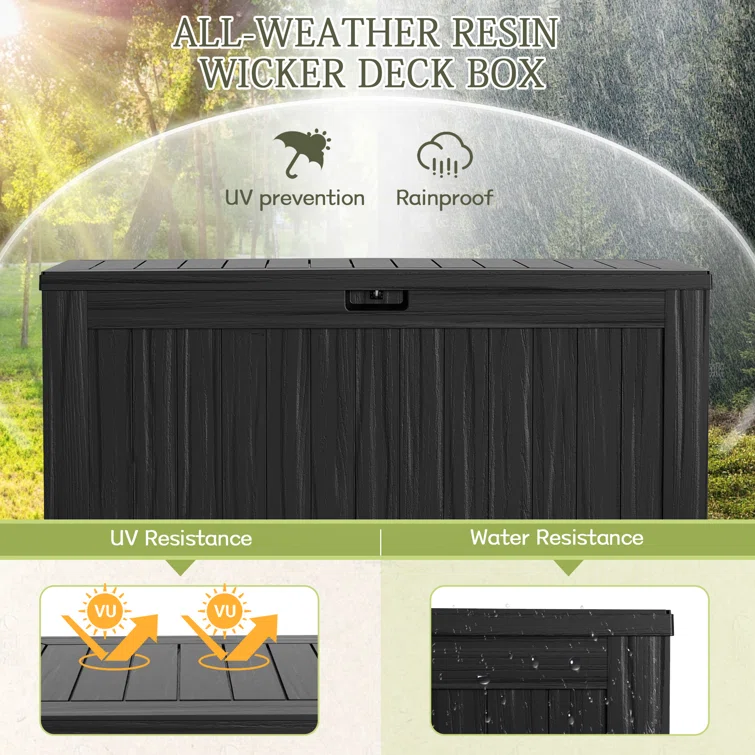 Furmax 120 Gallons Water Resistant Plastic Lockable Deck Storage Box