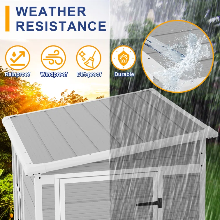 4 ft. W x 5 ft. D Plastic Lean-To Storage Shed