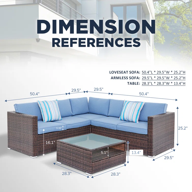 5 - Person Outdoor Seating Group with Cushions
