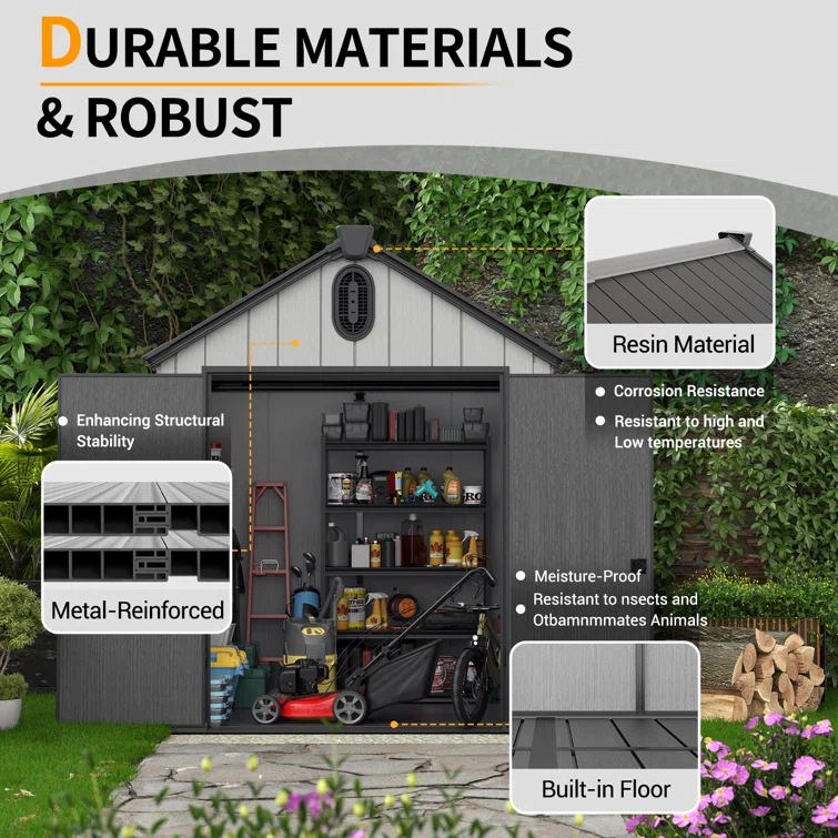 iYofe Outdoor 6 ft. W x 6 ft. D Resin Storage Shed