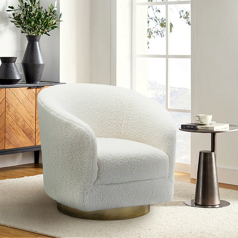 Victoria Boucle Swivel Barrel  Armchair