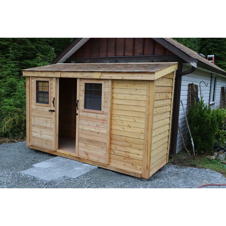 12 ft. W x 4 ft. D Sliding Door Cedar Wood Storage Shed