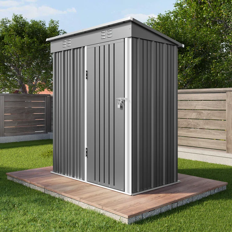 5 ft. W x 3 ft. D Metal Vertical Storage Shed
