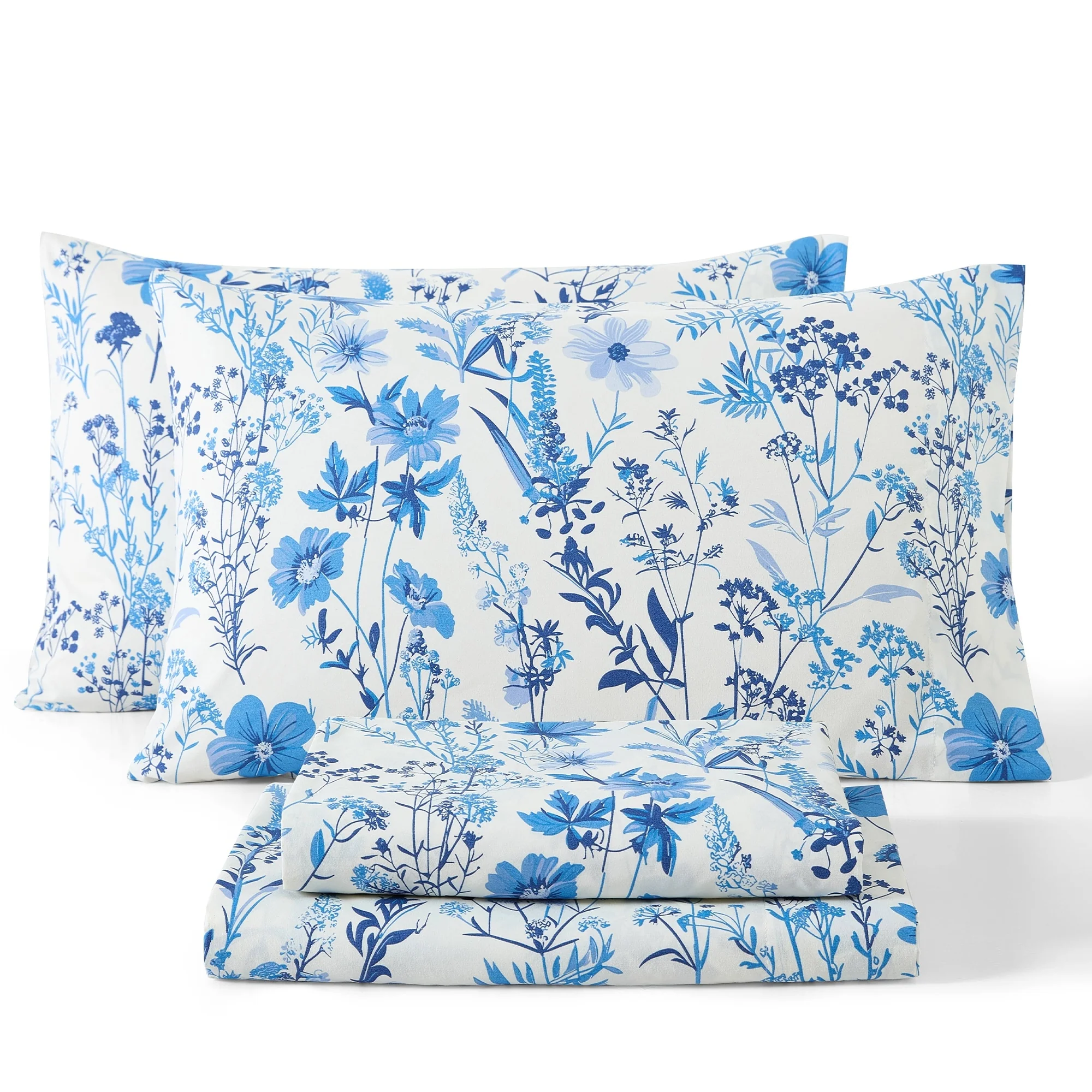 HLC.ME Floral Bed Sheets - Multi-Piece Bed Sheet Set - Wrinkle Resistant & Ultra Soft - Fits Mattresses up to 15 Inches Deep