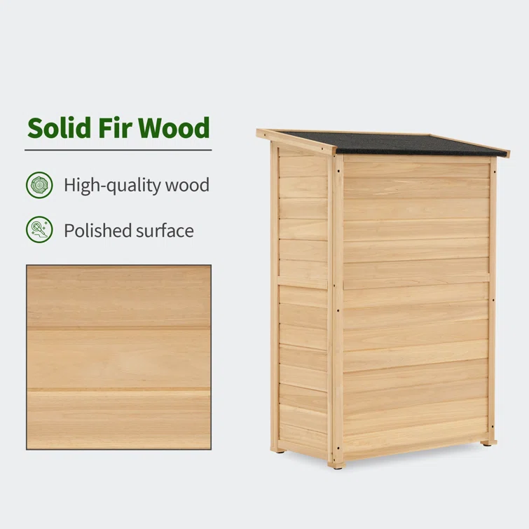 Outdoor Wooden Storage Cabinet,Garden Tool Shed with Latch and Double Doors
