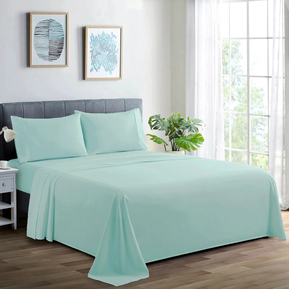 Marina Decoration 600 Thread Count Soft Deep Pocket Hotel Standard Solid All Season Cotton Blend Percale Sheet Set