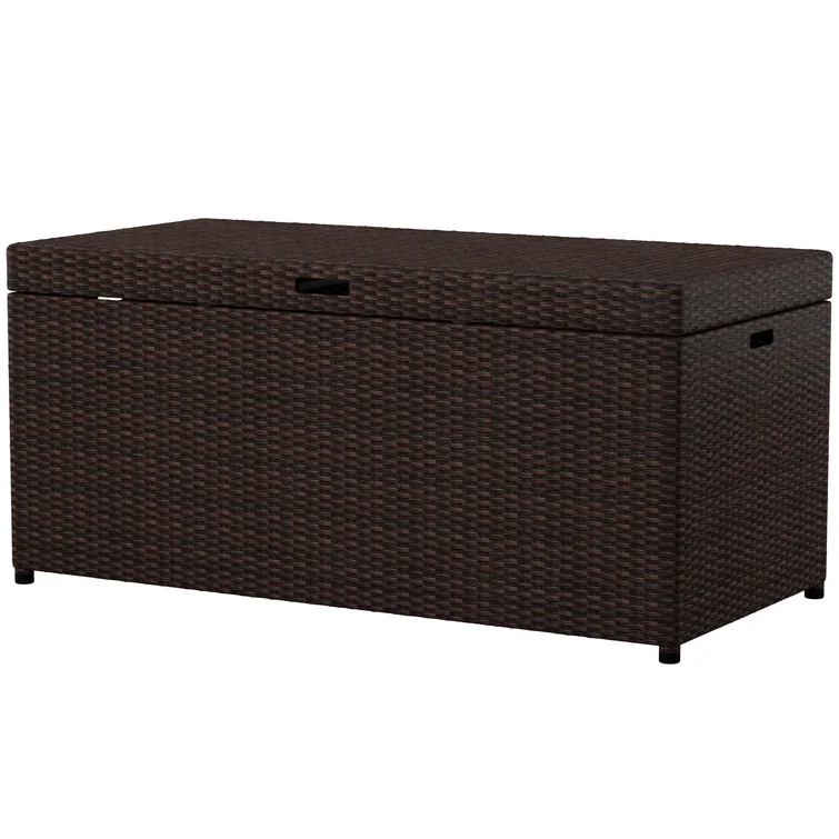 Latitude Run® Adelita 52'' W 100 Gallons Water Resistant Wicker Deck Box in Brown