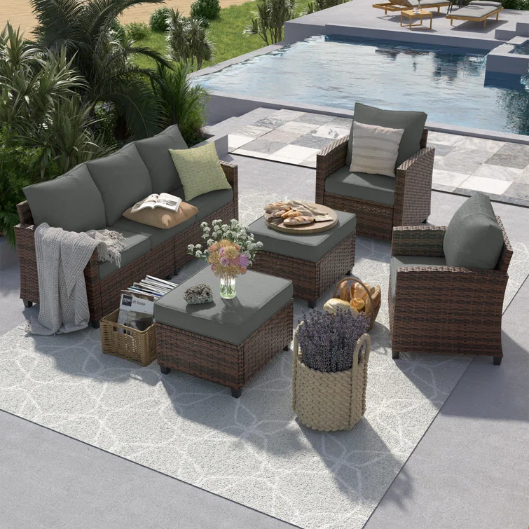 Mashawna 5 - Person Outdoor Seating Group with Cushions