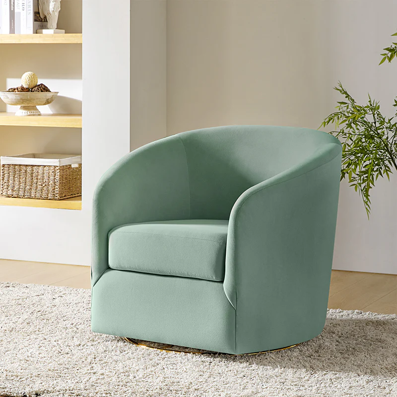 Emanuela Velvet Swivel Barrel Armchair