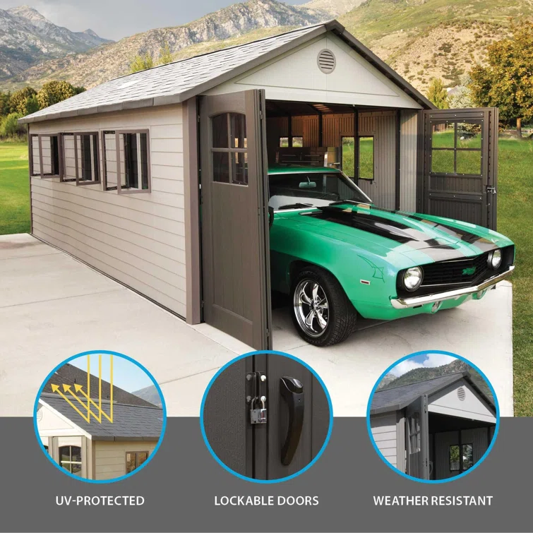 11 Ft. x 21 Ft. High-Density Polyethylene (Plastic) Steel Reinforced Outdoor Storage Shed