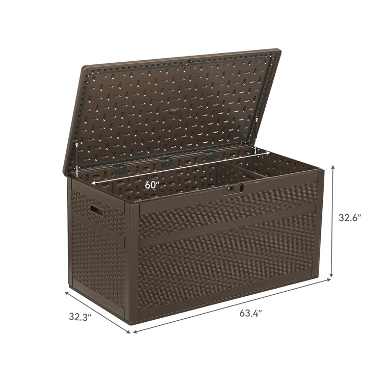Edrosie Inc 233 Gallons Water Resistant Resin Lockable Deck Box