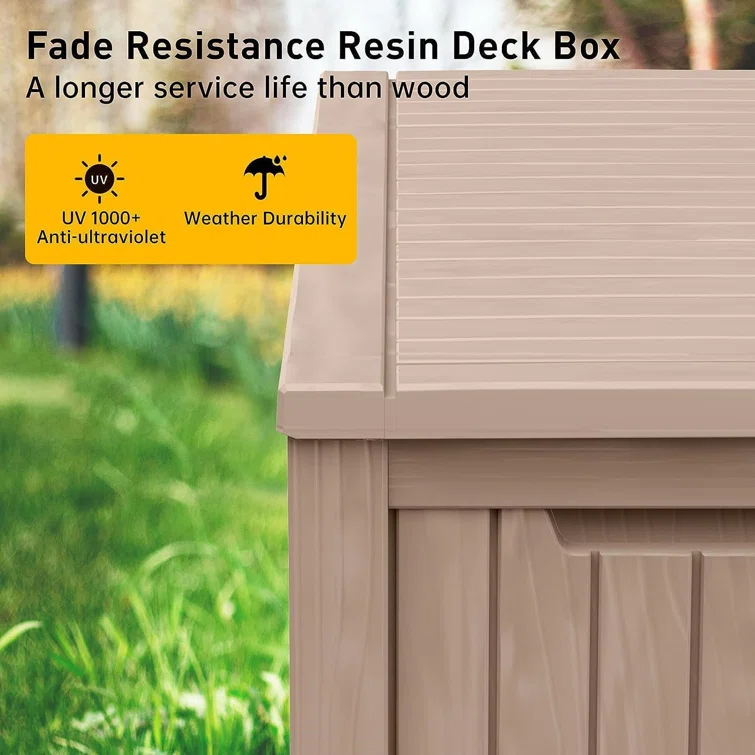 LeHom 61'' W 180 Gallons Water Resistant Resin Lockable Deck Box
