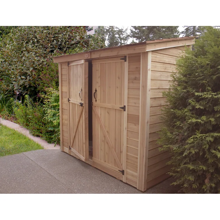 8 ft. W x 4 ft. D Double Door Cedar Wood Storage Shed