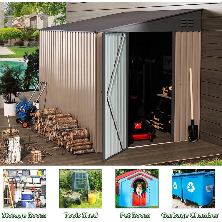 6 ft. W X 8 ft. D Metal Lean-To Storage Shed