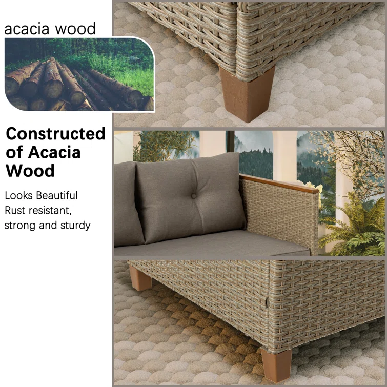 Patio Sofa Set with Coffee Table