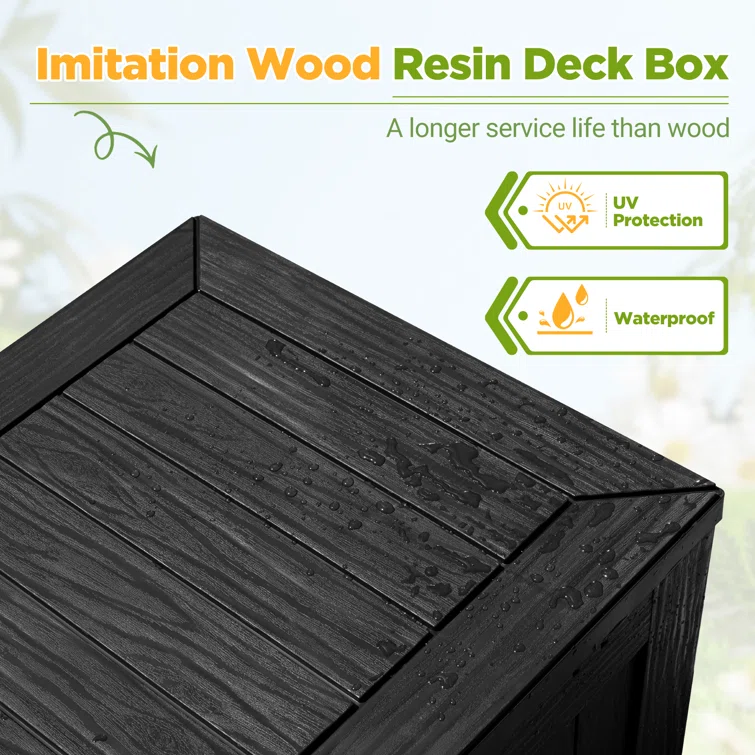 120 Gallon Outdoor Indoor Storage Box, Large Lockable Resin Deck Box, Water Resistant Patio Storage Box