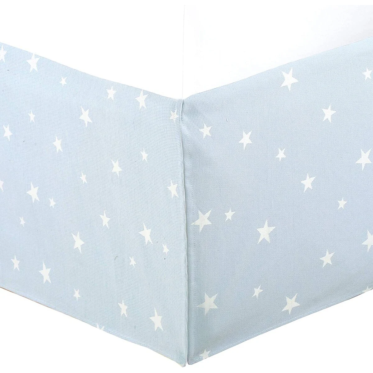 Light Sky Blue Star Cotton Bed Skirt Jacquard Pleated for Kids/Boys/Girls Dust Ruffle with Split Corners, Tailored 16