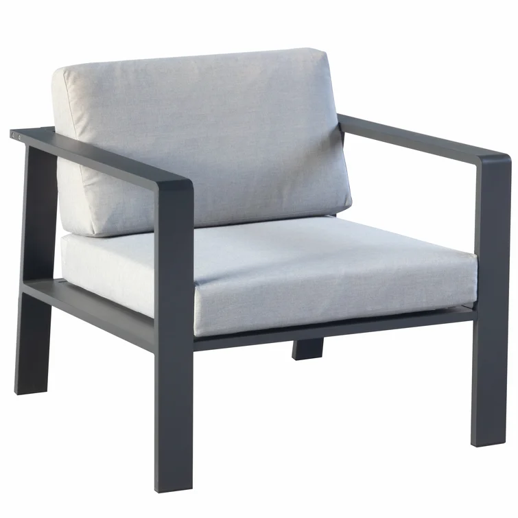 4 Pieces Outdoor Five-Seater Conversation Sets With Grey Cushions