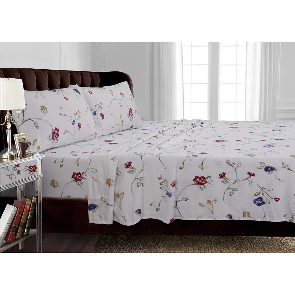 Flannel 170-GSM Printed Extra Deep Pocket Bed Sheet Set