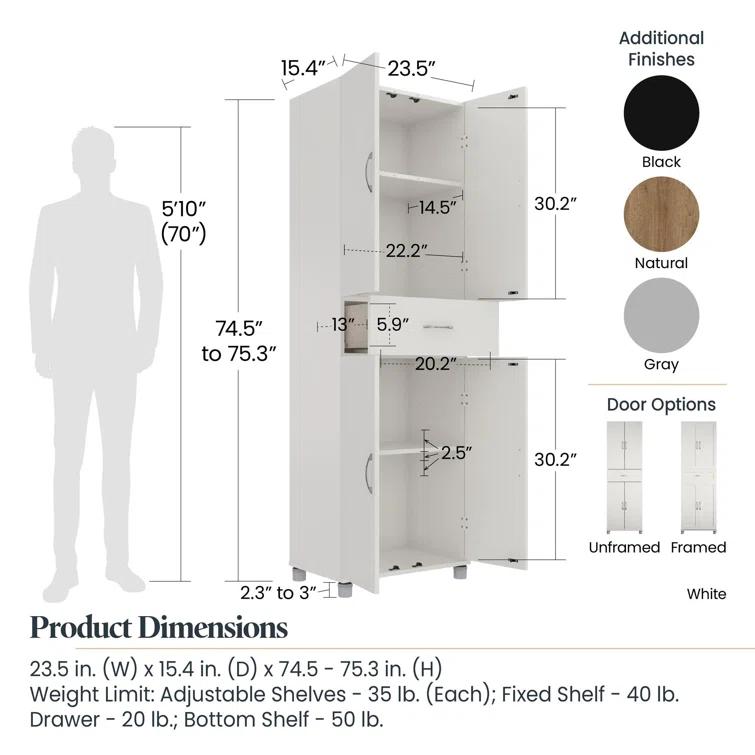 Aleg Framed Storage Cabinet with Drawer