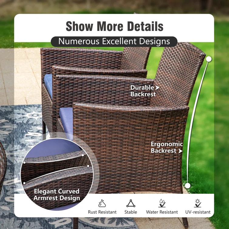 Argyri 6 - Person Rectangular Outdoor Dining Set with Cushions