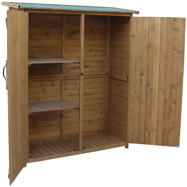 Outsunny Outdoor Storage Cabinet Wooden Garden Shed Utility Tool Organizer