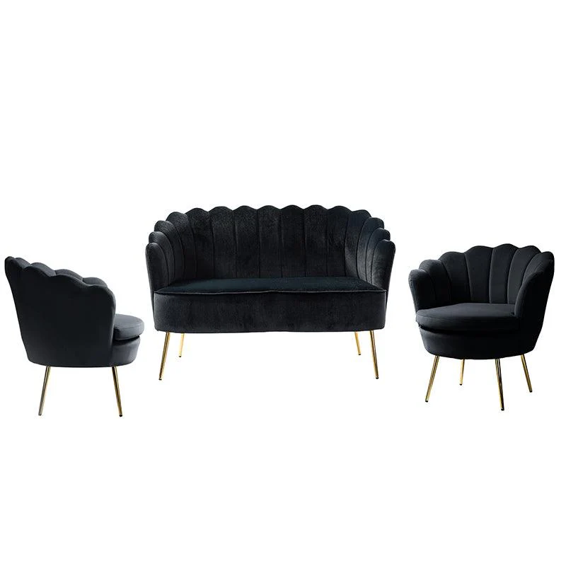 Ariel 3-Piece Scalloped Velvet Living Room Set