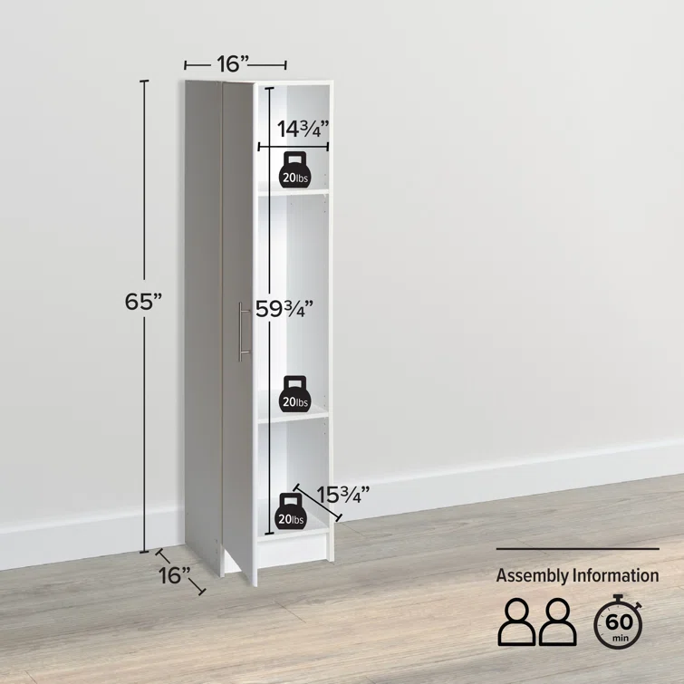 Bovey Single Storage Cabinet ( 65'' H x 16'' W x 16'' D)