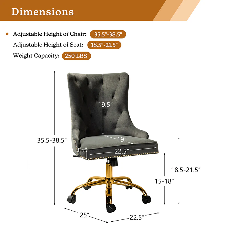 Adega Velvet Adjustable Office Chair