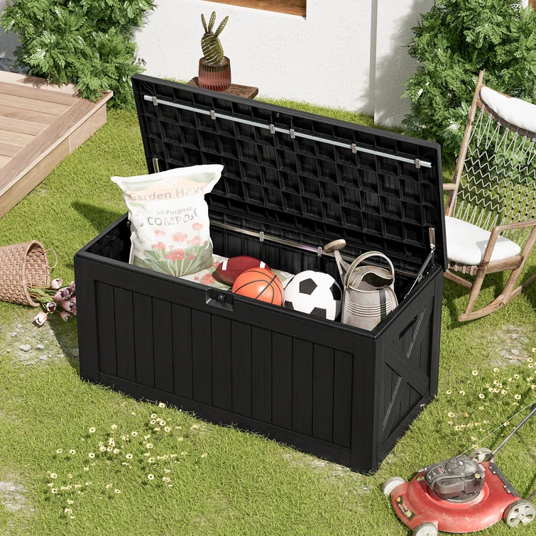Furmax 120 Gallons Water Resistant Plastic Lockable Deck Storage Box