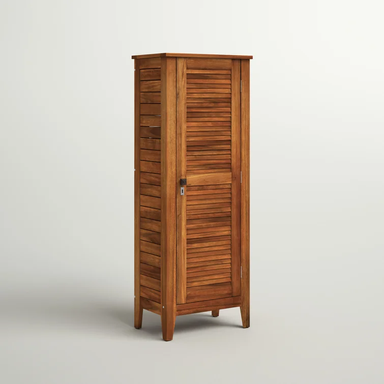 Beachcrest Home™ Anjenette 24'' W 104.73 Gallons Water Resistant Solid Wood Acacia Lockable Cabinet Deck Box