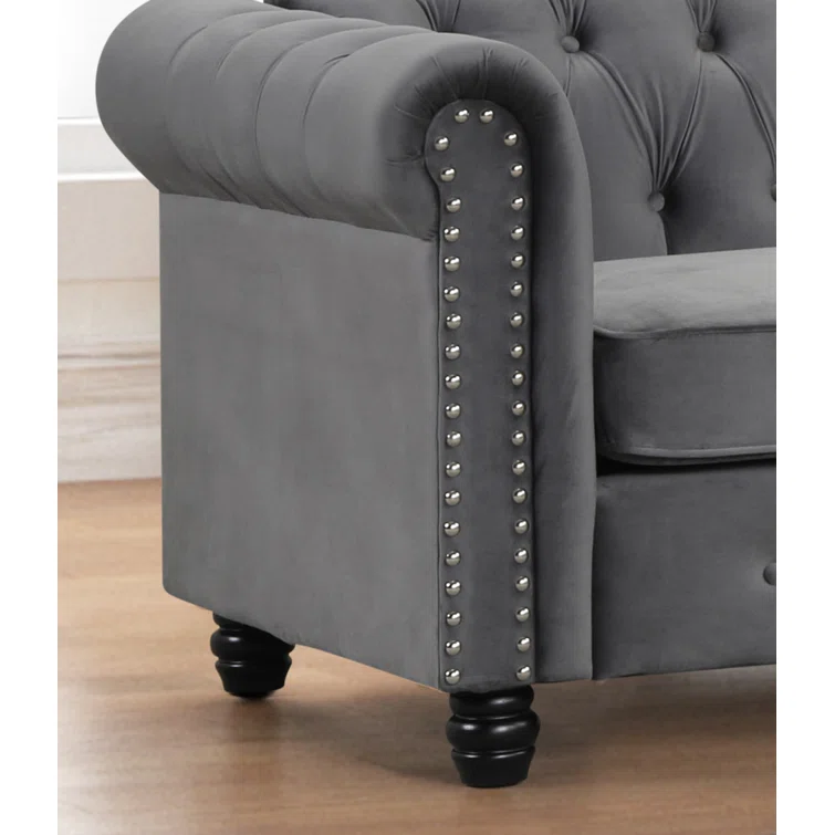 Neillsville 81" Linen Rolled Arm Chesterfield Sofa