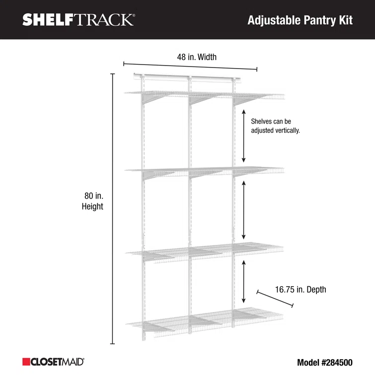 ShelfTrack 80" H x 48" W x 16.75" D Pantry Shelving Unit