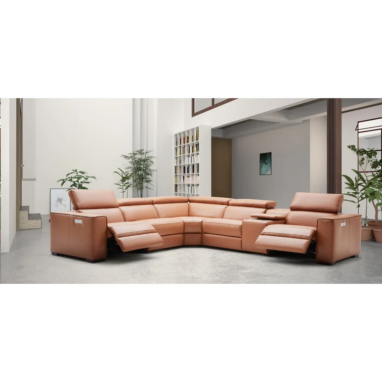 Graddy 6 - Piece Leather Power Reclining Sectional