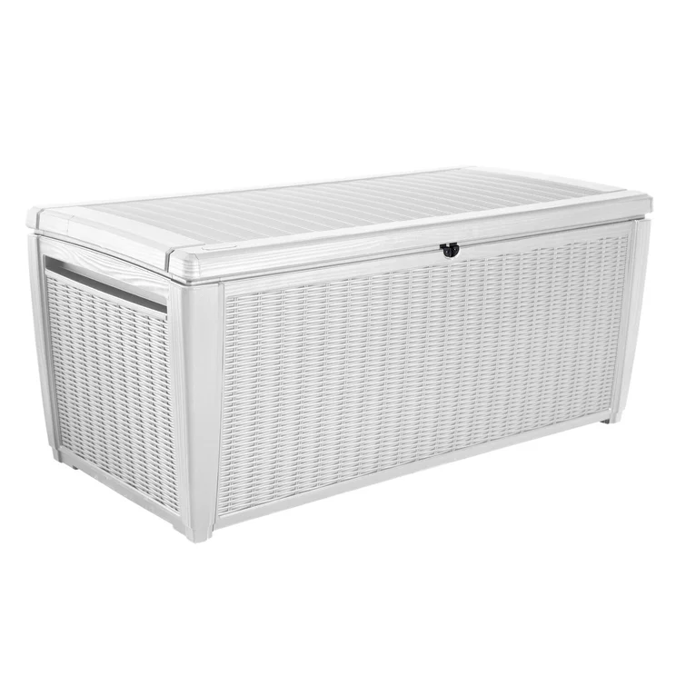 Keter Sumatra 135 Gallon Large Durable Resin Outdoor Storage and Organization Deck Box Ideal For Garden Patio Furniture and Supplies