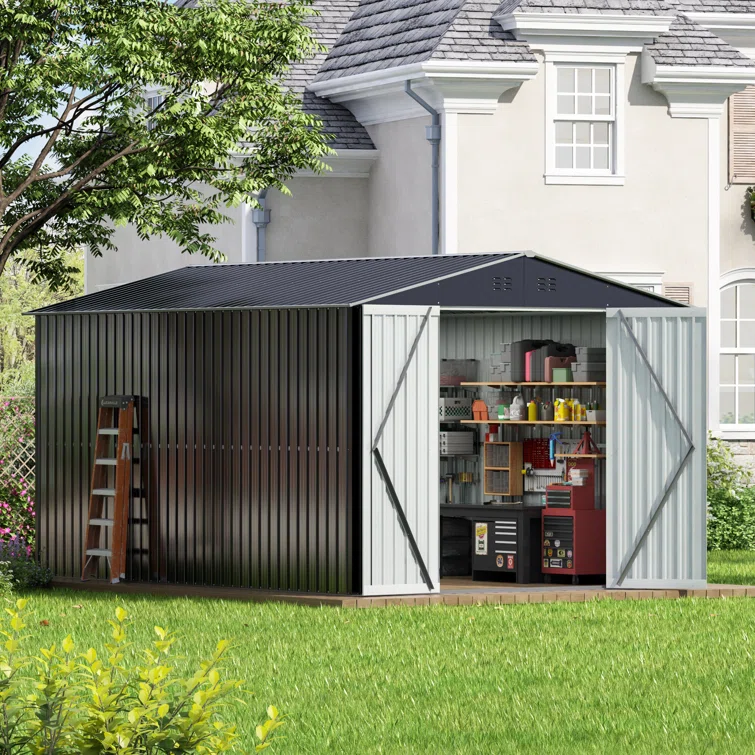 8 ft. W x 12 ft. D Metal Storage Shed with Lockable Doors and Vents