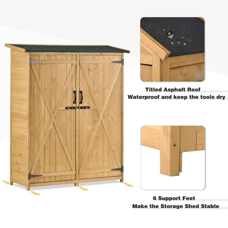 Outdoor Wood Storage Shed Tool Organizer,Garden Shed