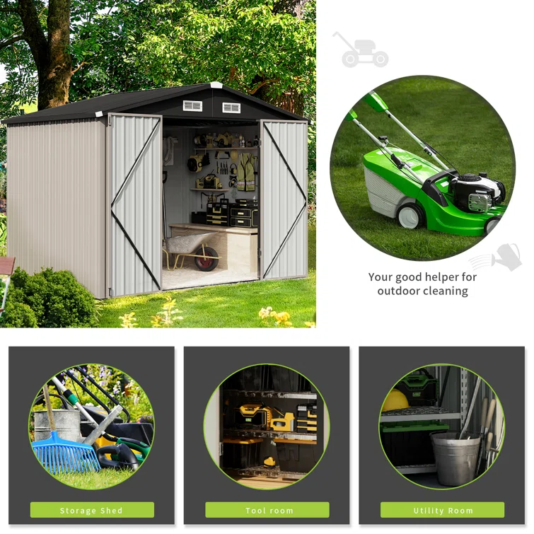 8 ft. W x 6 ft. D Galvanized Steel Lean-To Storage Shed
