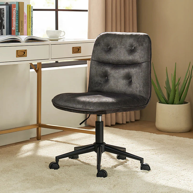 Leonhard Upholstered Swivel Task Chair: Plush Velvet Feel with Linen-Inspired Fabric, Adjustable Height, and Wheels