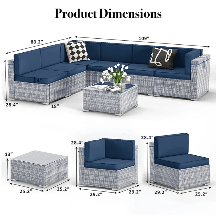 Delphene 6 - Person Outdoor Seating Group with Cushions