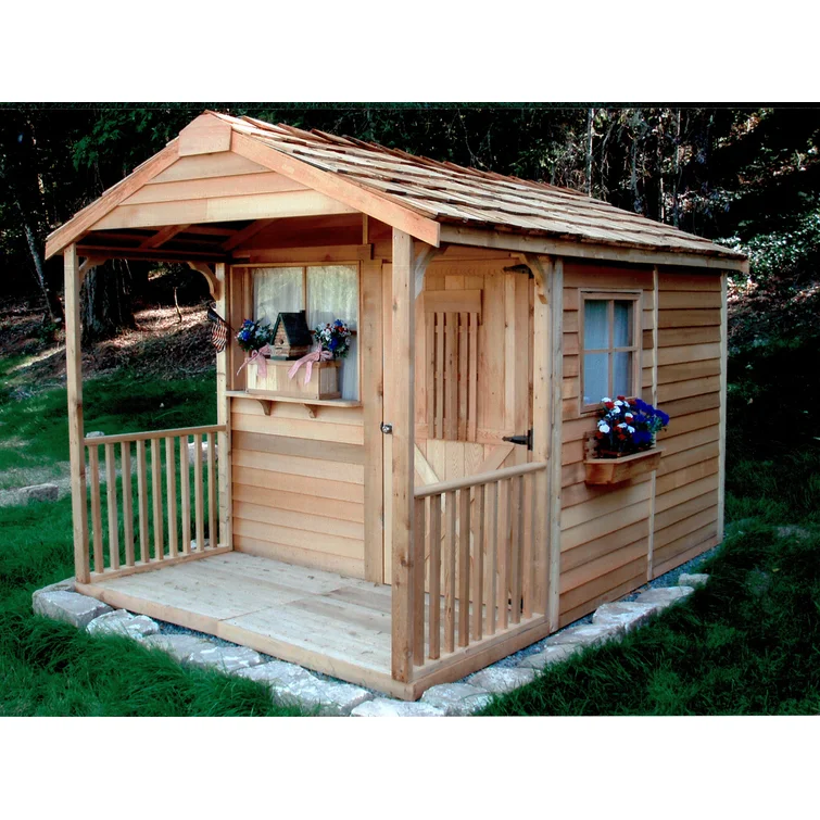 Clubhouse 10 ft. W x 14 ft. D Western Red Cedar Wood Storage Shed