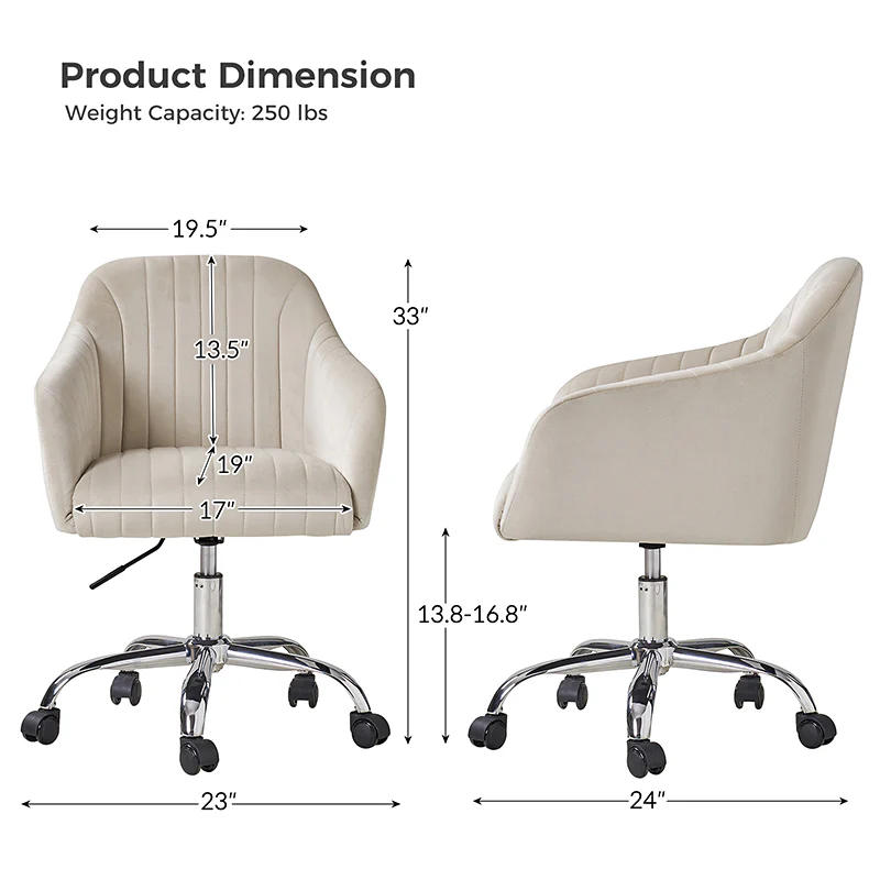 Theo Modern Velvet Task Chair with Tufted Back