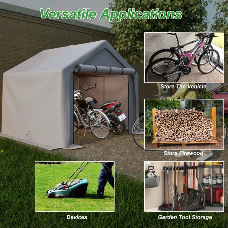 8 Ft. W x 8 Ft. D Portable Storage Shed Tool Shed