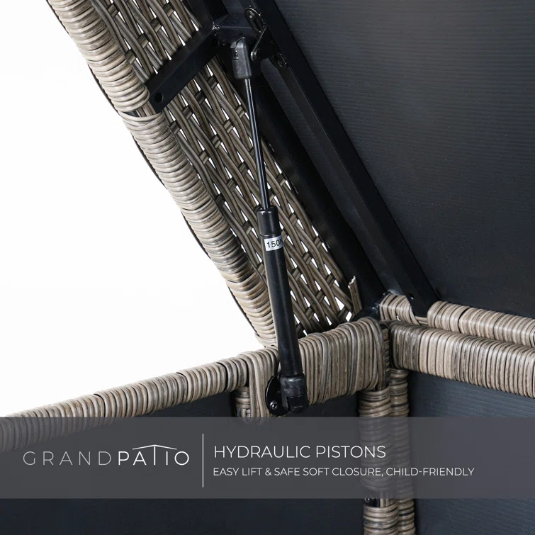 Grand Patio 170 Gallons Wicker Deck Box with Wheels