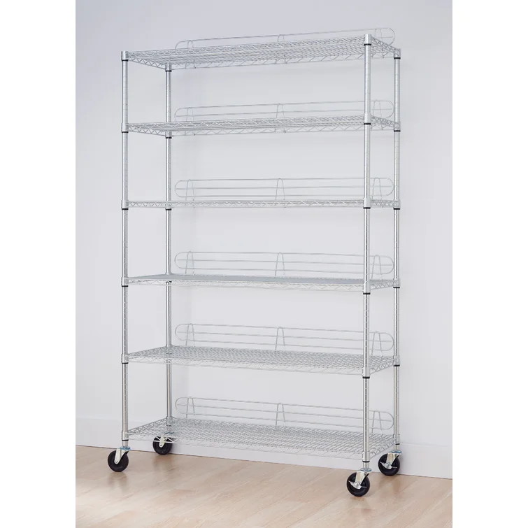 48" W x 18" D x 72" H 6 Tier Wire Shelving with Backstands and Wheels