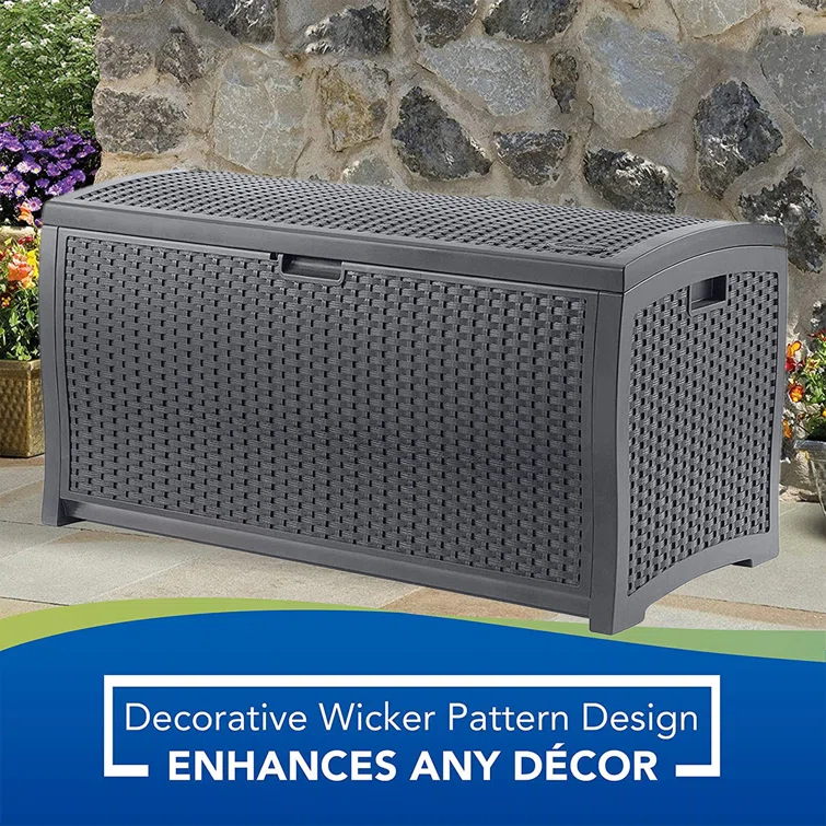 Suncast 21.5'' W 73 Gallons Water Resistant Plastic Lockable Deck Box in Black<!-- --> <!-- -->(Set of 2)